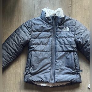 The North Face Girl’s Mossbud insulated Reversible Gray Jacket L/XL